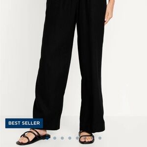 High-Waisted Linen-Blend Wide-Leg Pants